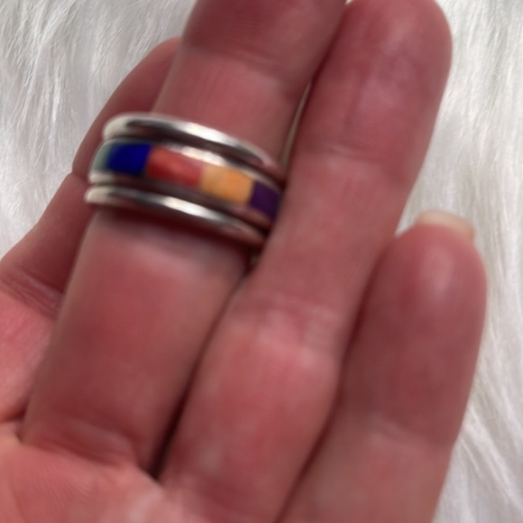 Silpada 3 rings sterling silver multi color size 8 - Picture 3 of 4